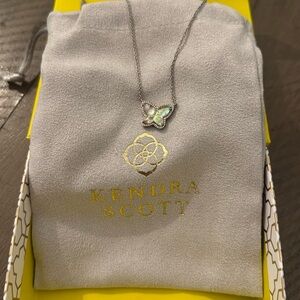 KENDRA SCOTT BUTTERFLY SILVER PENDANT NECKLACE IRIDESCENT ABALONE
